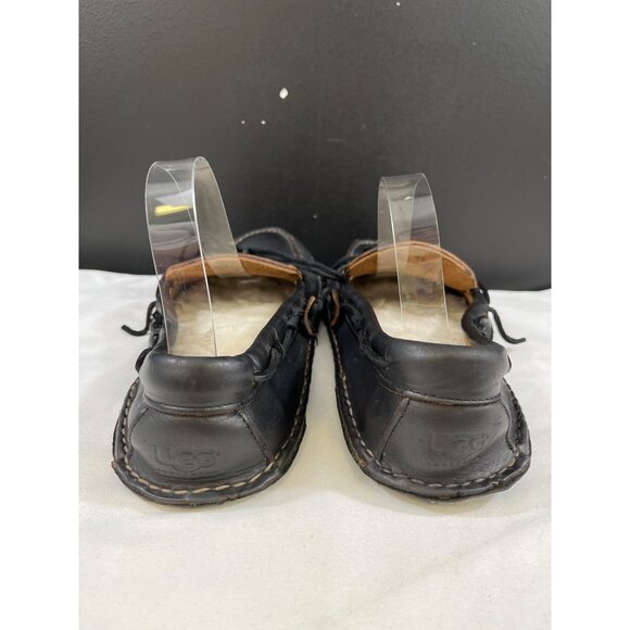 Ugg Australia Men\'s Black Leather Slippers Size 11 SKU 6212 main image 6